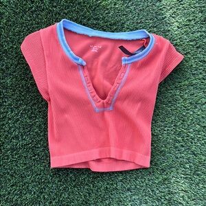 Junior Orange and Blue Ribbed Top